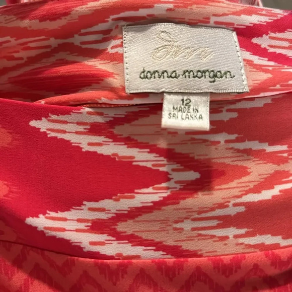 Donna Morgan white/shades of orange ikat print boatneck stretch pullover midi 12 - Picture 4 of 4